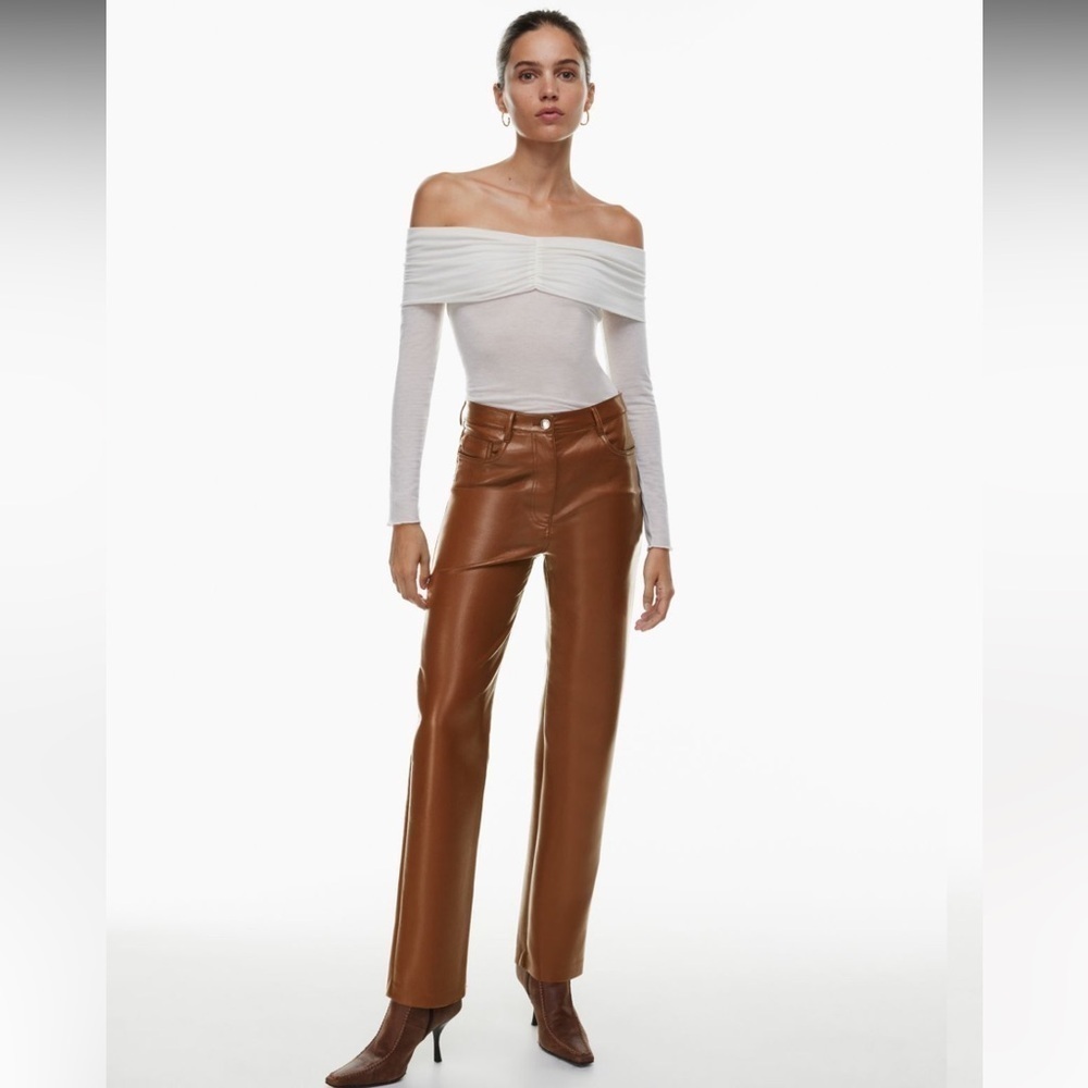 Aritzia Wilfred The Melina Vegan Leather Pant in Cognac Sz 6